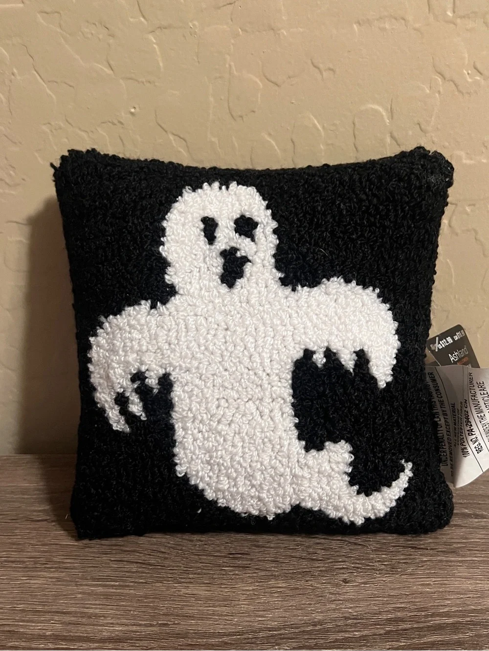 Michaels Ashland Ghost Mini 7” Pillow Halloween Black White NWT
